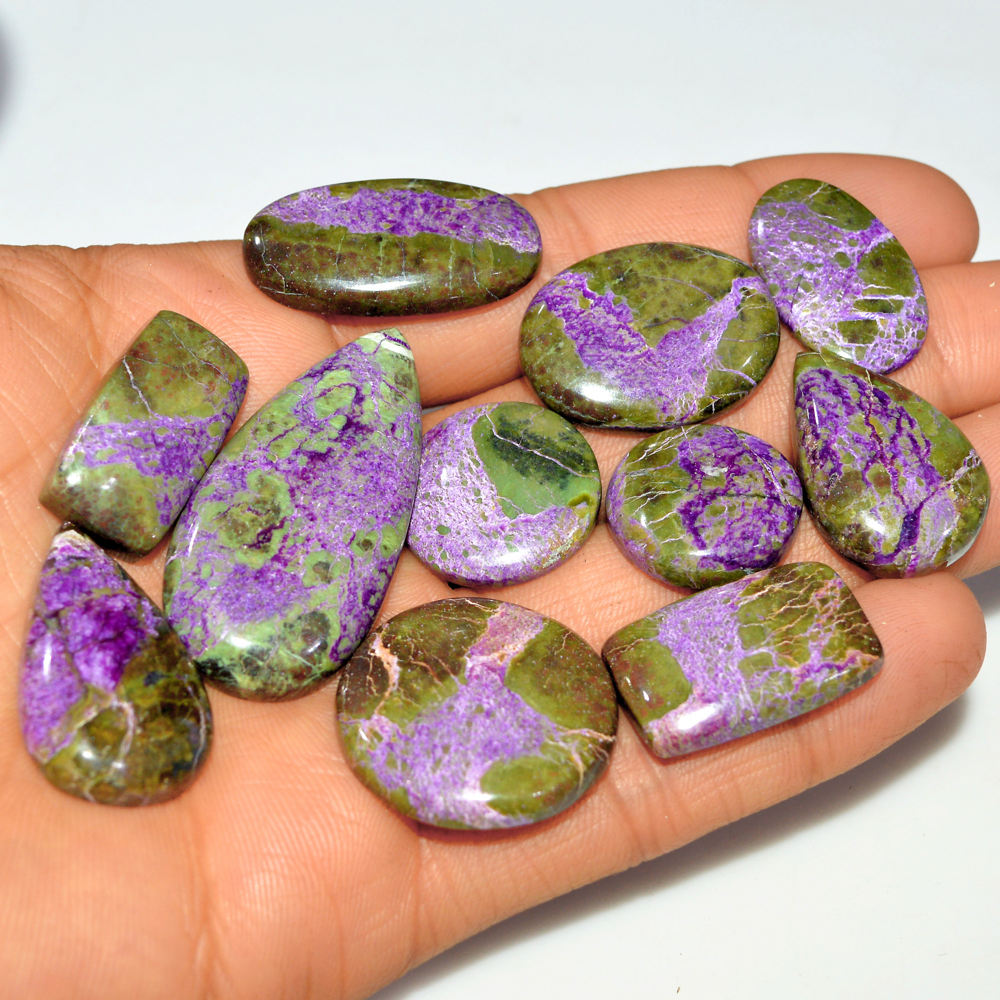 11Pcs 251Cts Natural Stichtite Loose Gemstone Cabochon Lot for silver Jewelry 43x20 19x19mm 17712