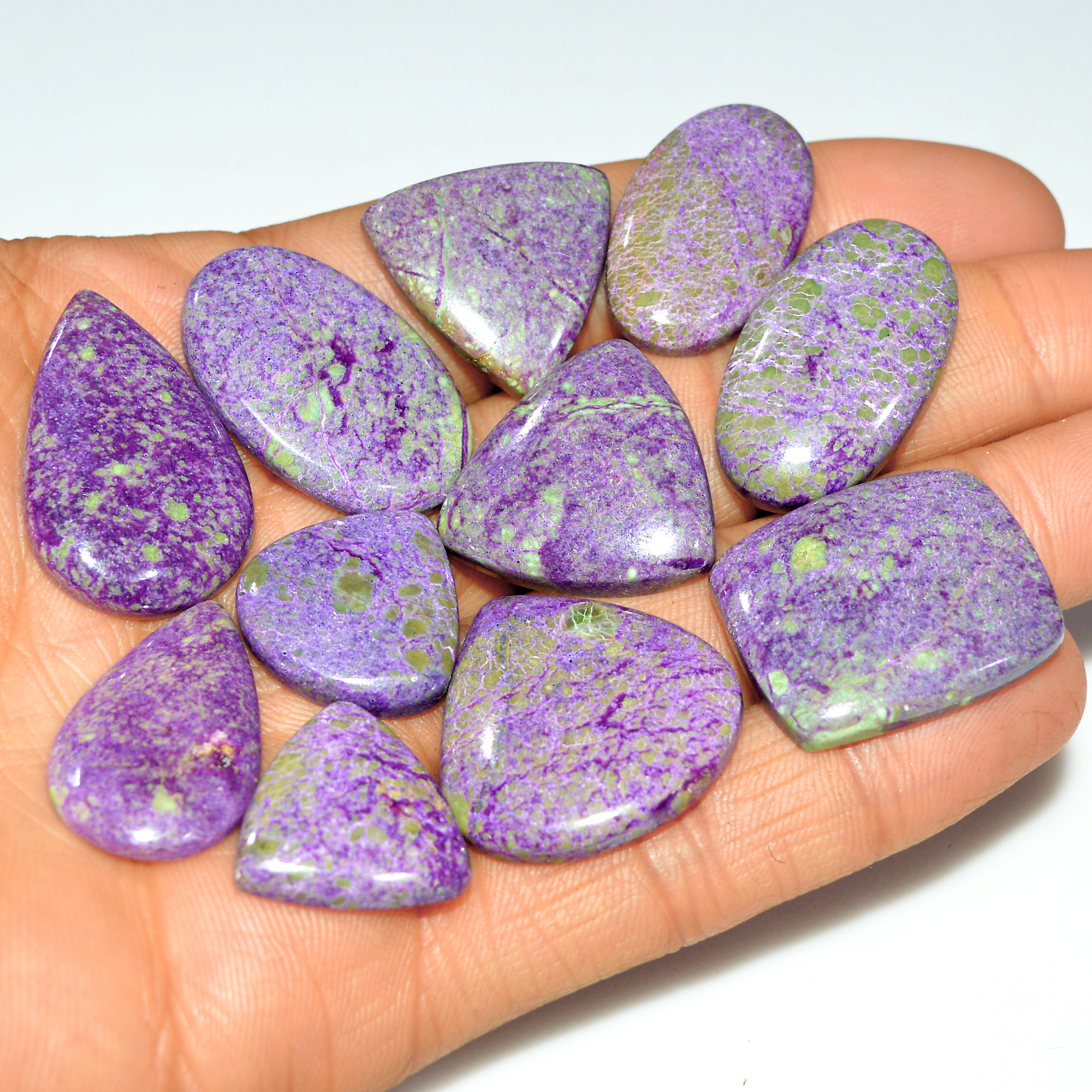 11Pcs 186Cts Natural Stichtite Loose Gemstone Cabochon Lot for silver Jewelry 29x19 19x19mm 17715