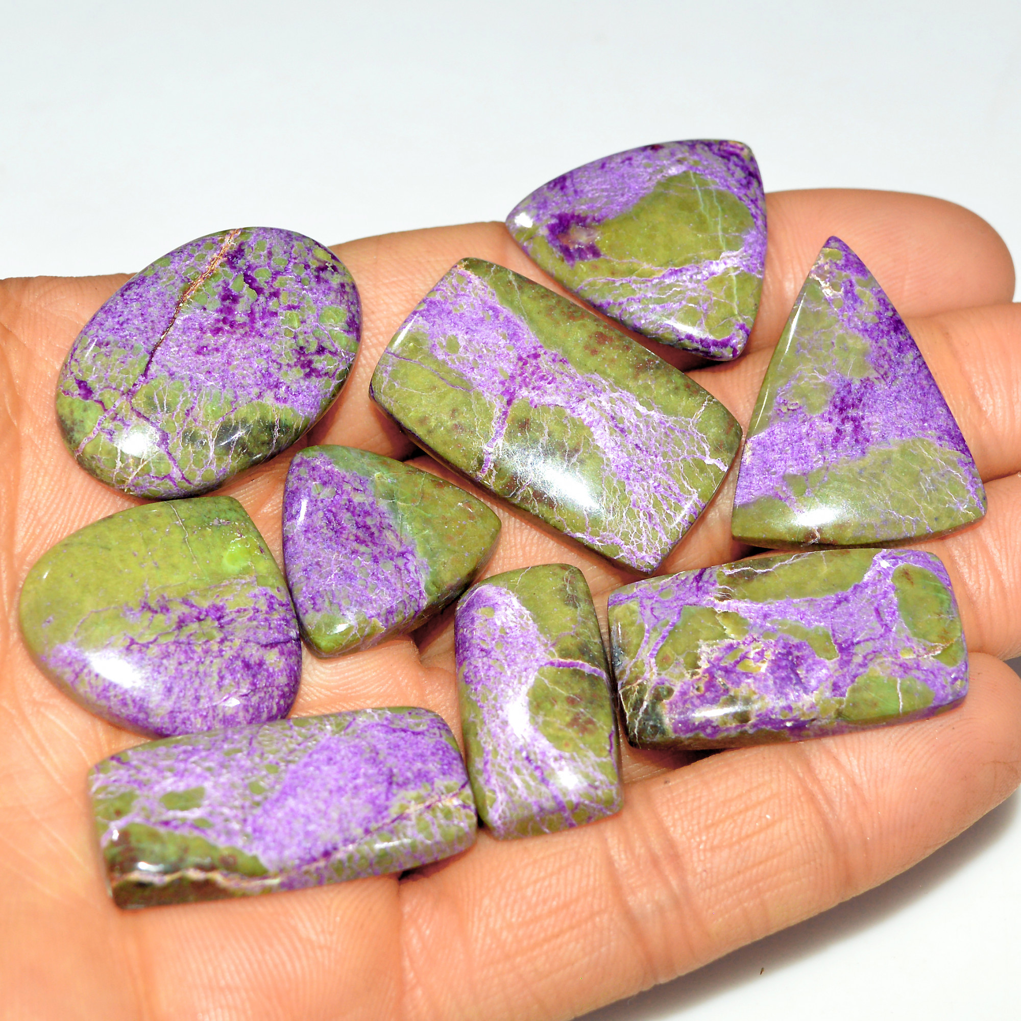 9Pcs 211Cts Natural Stichtite Loose Gemstone Cabochon Lot for silver Jewelry 30x19 20x20mm 17716