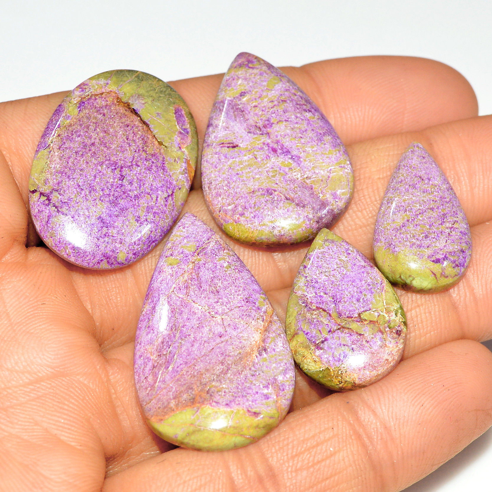 5Pcs 85Cts Natural Stichtite Loose Gemstone Cabochon Lot for silver Jewelry 35x20 23x13mm 17718