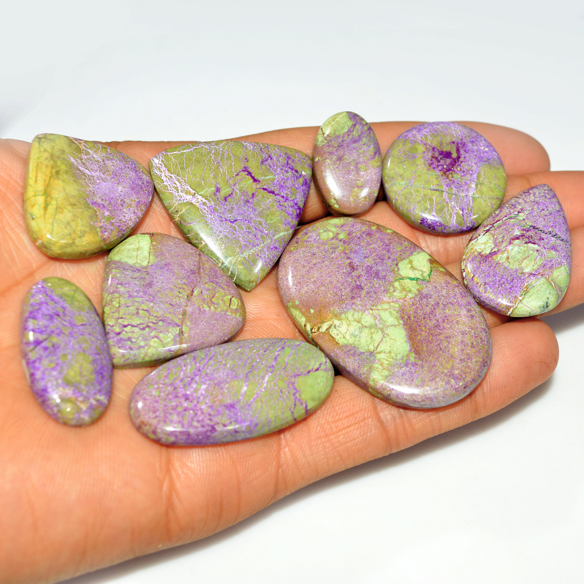 9Pcs 288Cts Natural Stichtite Loose Cabochon Atlantisite Gemstone For Healing Jewelry 48x30 20x14mm 17725