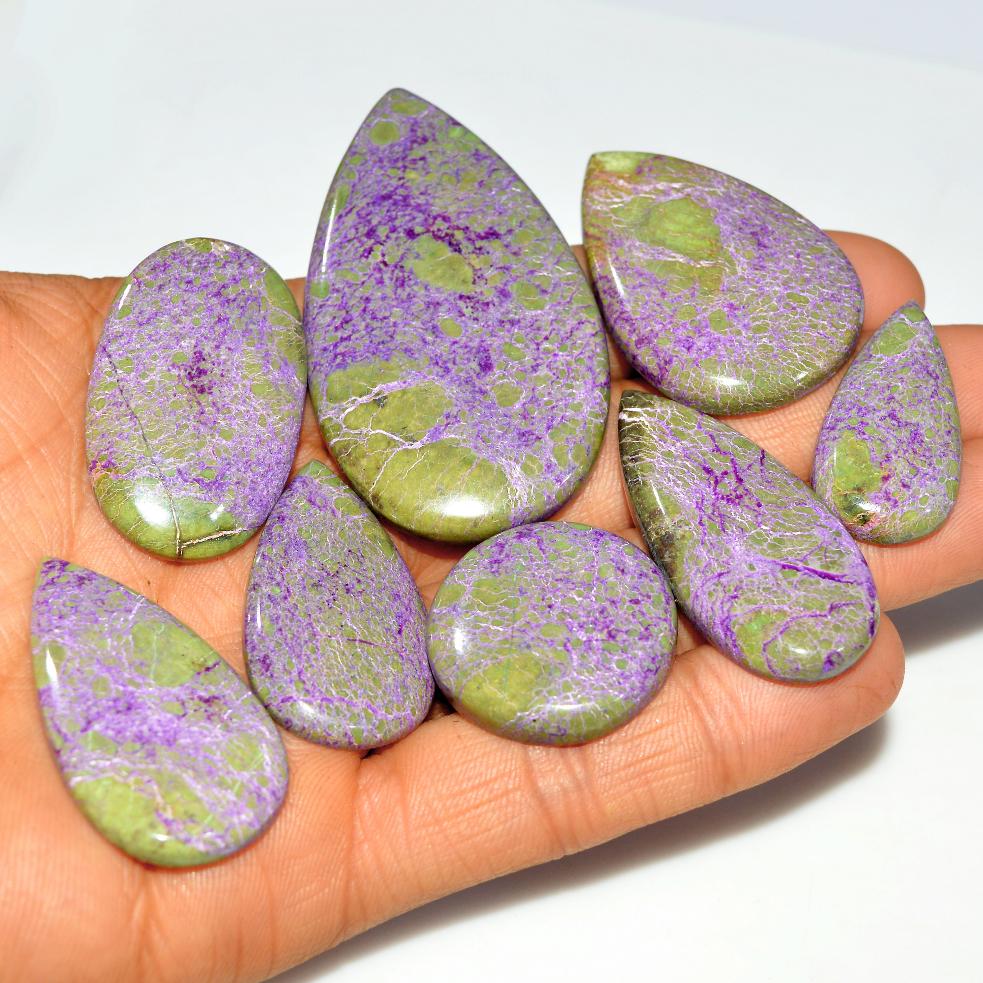 8 Pcs 315 Cts Natural Stichtite Cabochon Loose Gemstone Lot 60x32 25x25mm 17726