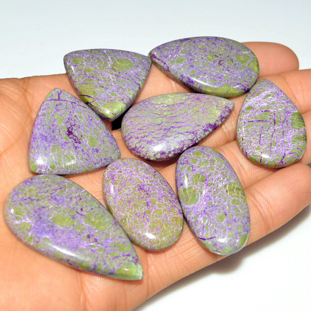 Image of 8Pcs 290Cts Natural Stichtite Loose Cabochon Atlantisite Gemstone For Healing Jewelry 45x25 28x28mm #17729