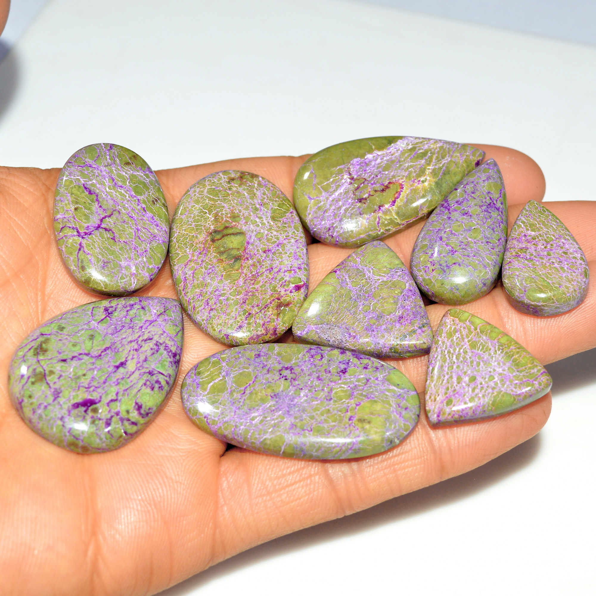 9Pcs 270Cts Natural Stichtite Loose Cabochon Atlantisite Gemstone For Healing Jewelry 40x21 24x14mm 17730