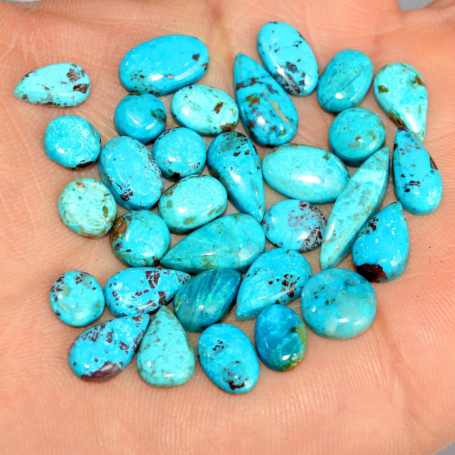 31 Pcs 65 Cts Natural Chrysocolla Cabochon Loose Handmade Gemstone Lot For Silver Jewelry Making 20x5 7x7mm 17734