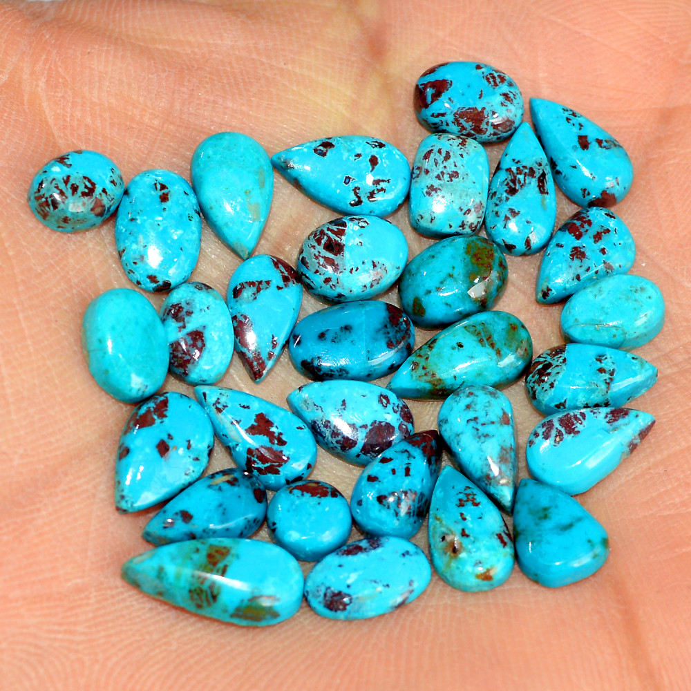 Image of 29 Pcs 41 Cts Natural Chrysocolla Cabochon Loose Handmade Gemstone Lot For Silver Jewelry Making 12x5 5x5mm #17738