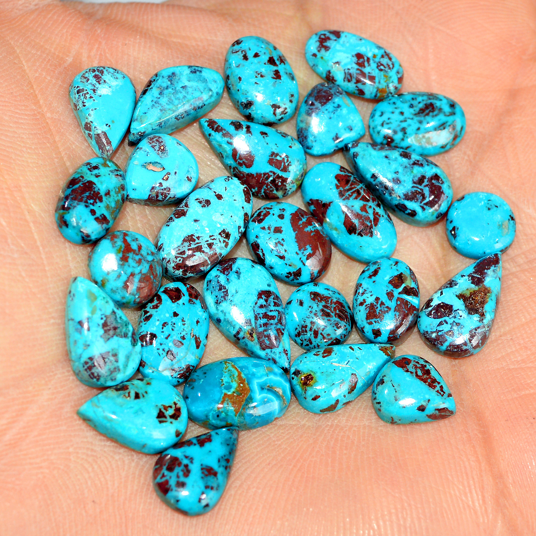 26 Pcs 61 Cts Natural Chrysocolla Cabochon Loose Handmade Gemstone Lot For Silver Jewelry Making 14x6 7x7mm 17739