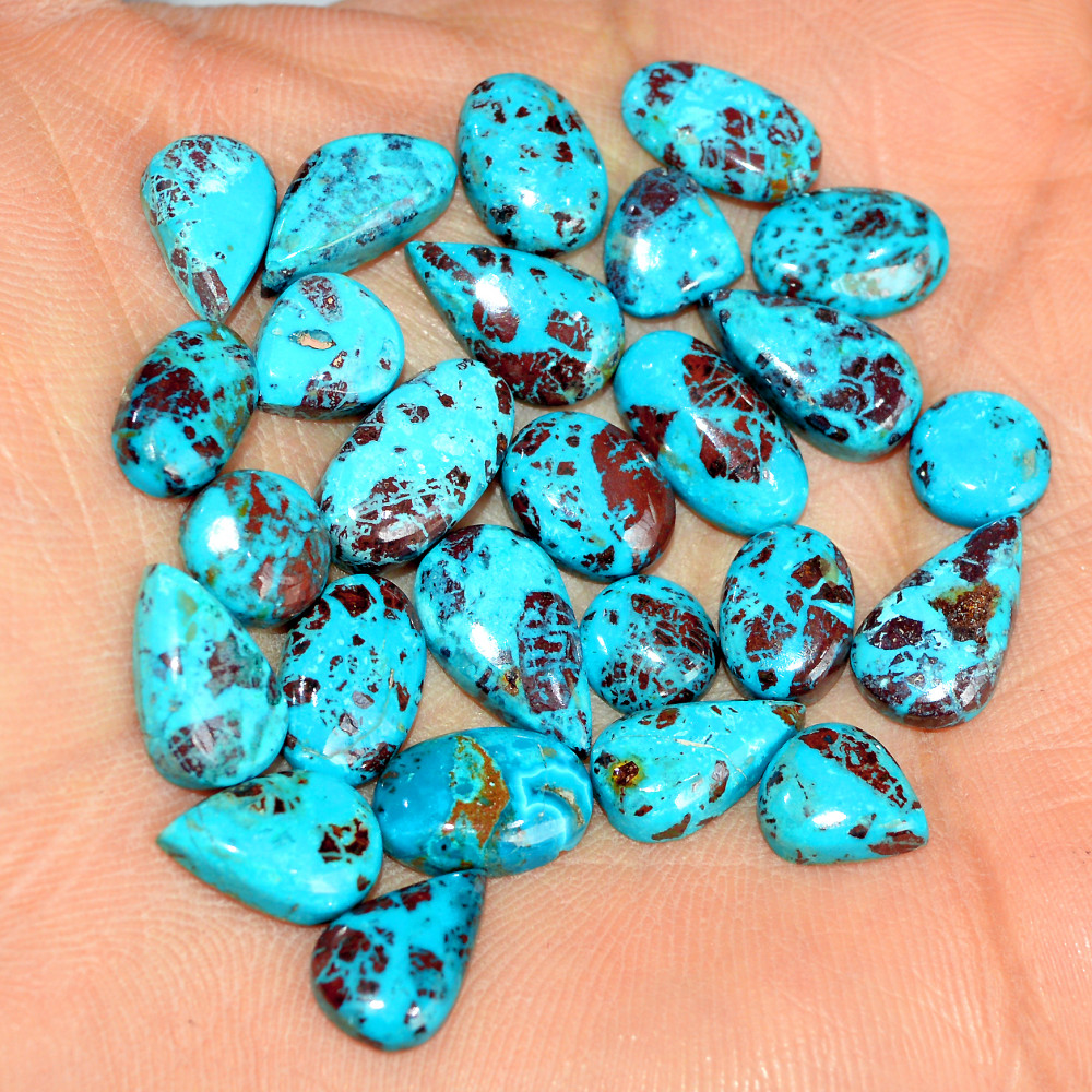 Image of 26 Pcs 61 Cts Natural Chrysocolla Cabochon Loose Handmade Gemstone Lot For Silver Jewelry Making 14x6 7x7mm #17739