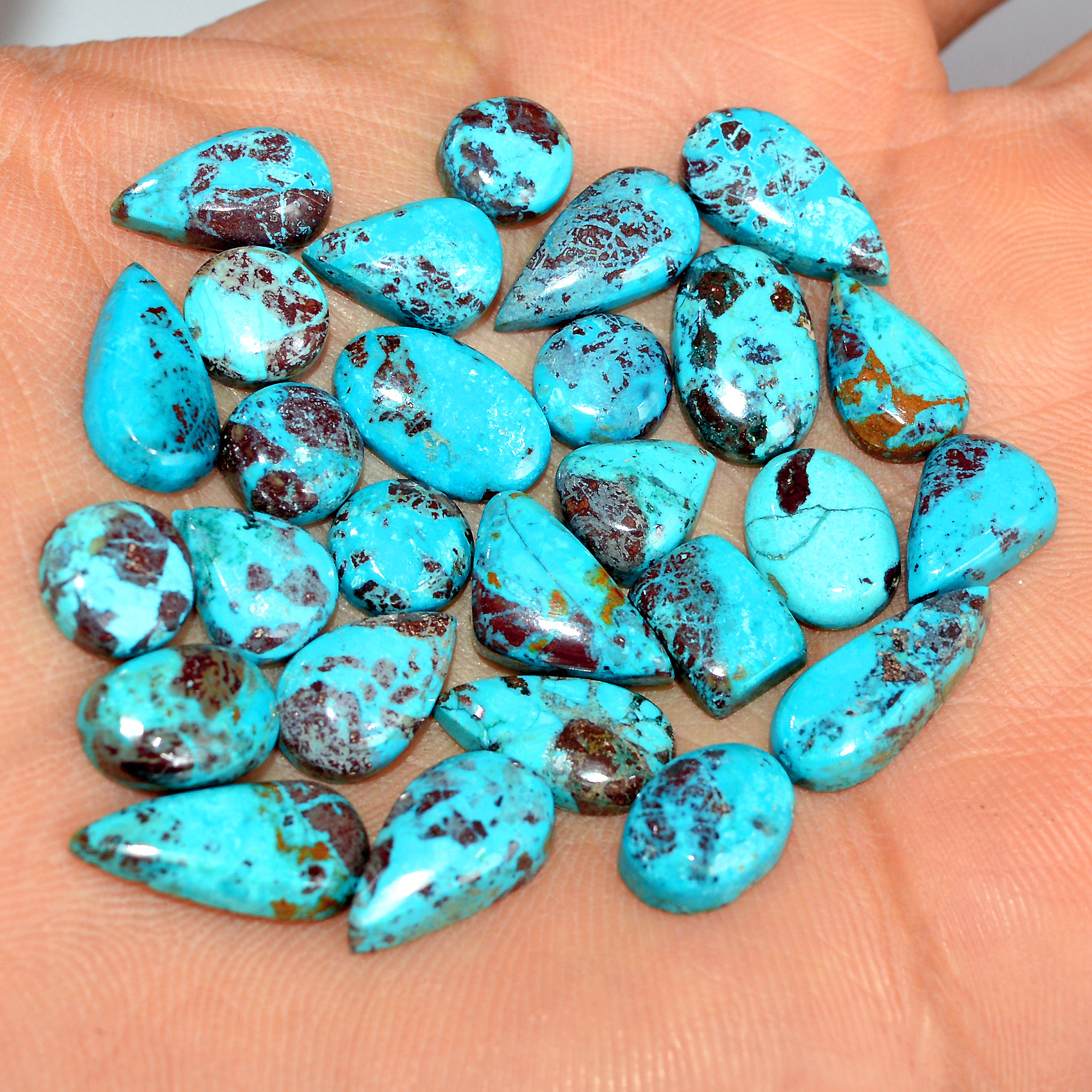 26 Pcs 61 Cts Natural Chrysocolla Cabochon Loose Handmade Gemstone Lot For Silver Jewelry Making 15x7 7x7mm 17742