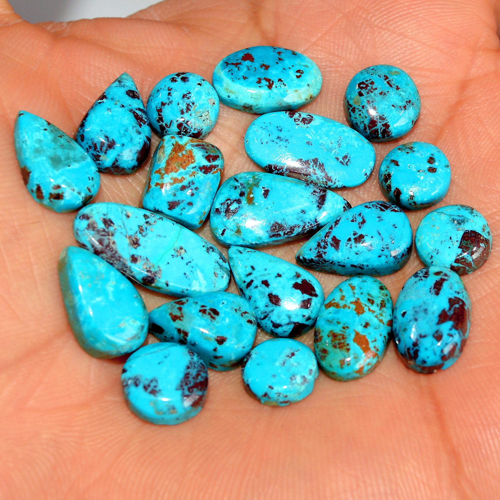 19 Pcs 58 Cts Natural Chrysocolla Cabochon Loose Handmade Gemstone Lot For Silver Jewelry Making 19x8 8x8mm 17747