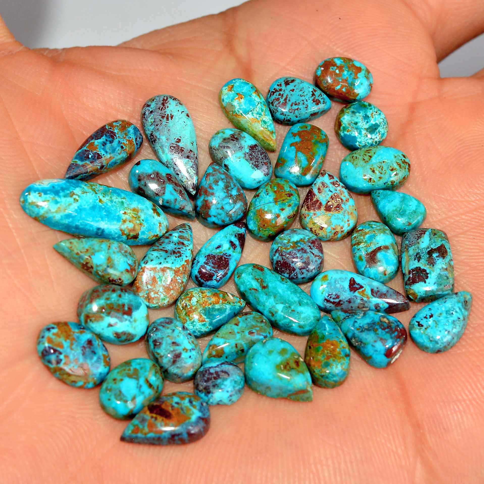 33 Pcs 52 Cts Natural Chrysocolla Cabochon Loose Handmade Gemstone Lot For Silver Jewelry Making 20x5 6x4mm 17750