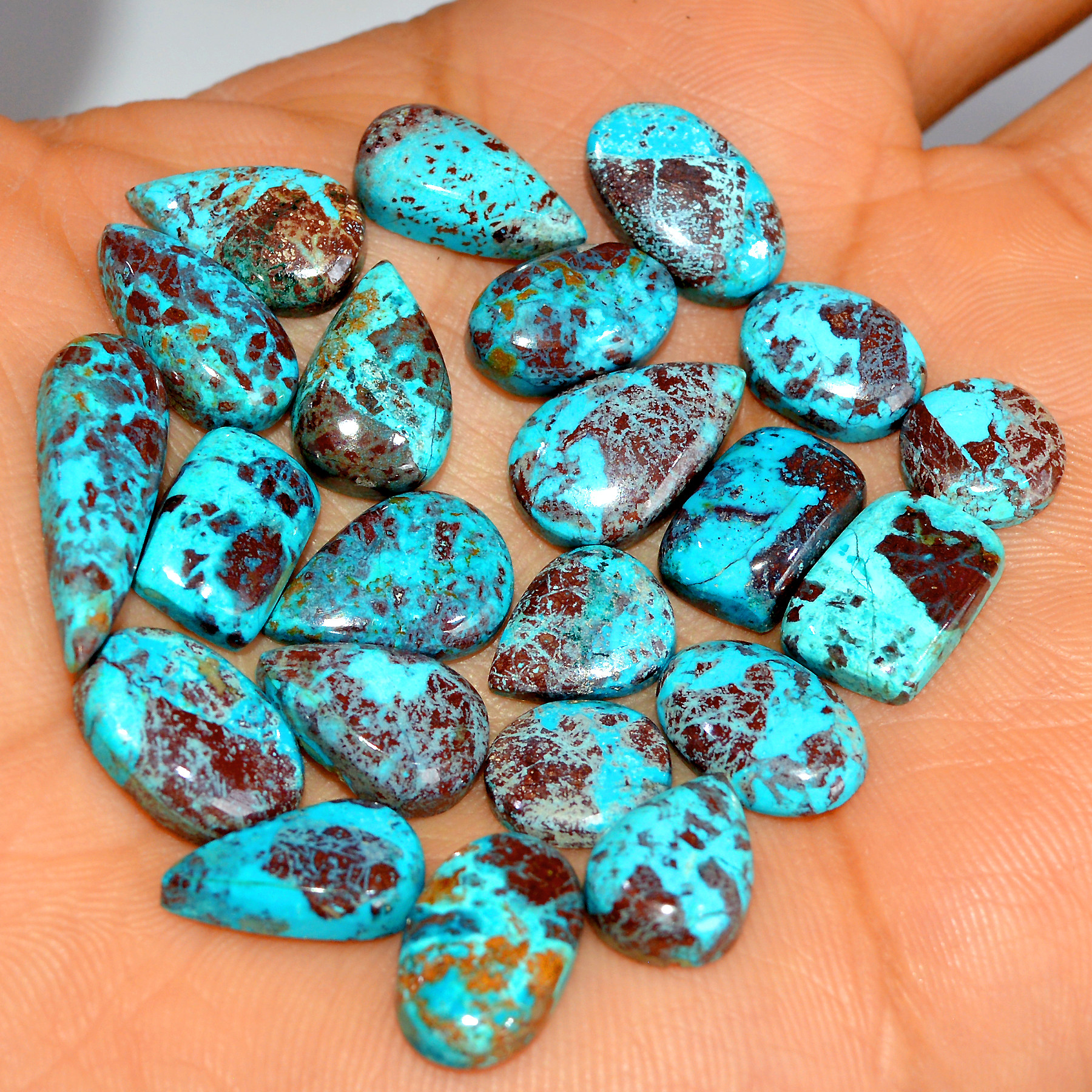 22 Pcs 75 Cts Natural Chrysocolla Cabochon Loose Gemstone Mix Shapes and Size Lots 20x5 9x9mm 17757