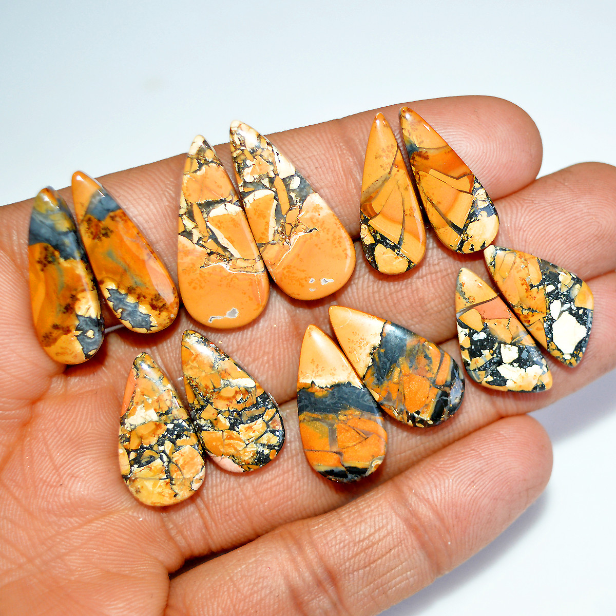 6 Pairs 123 Cts Natural Maligano Jasper Matching Earrings Pairs for Jewelry Making 25x10 20x10mm 17817