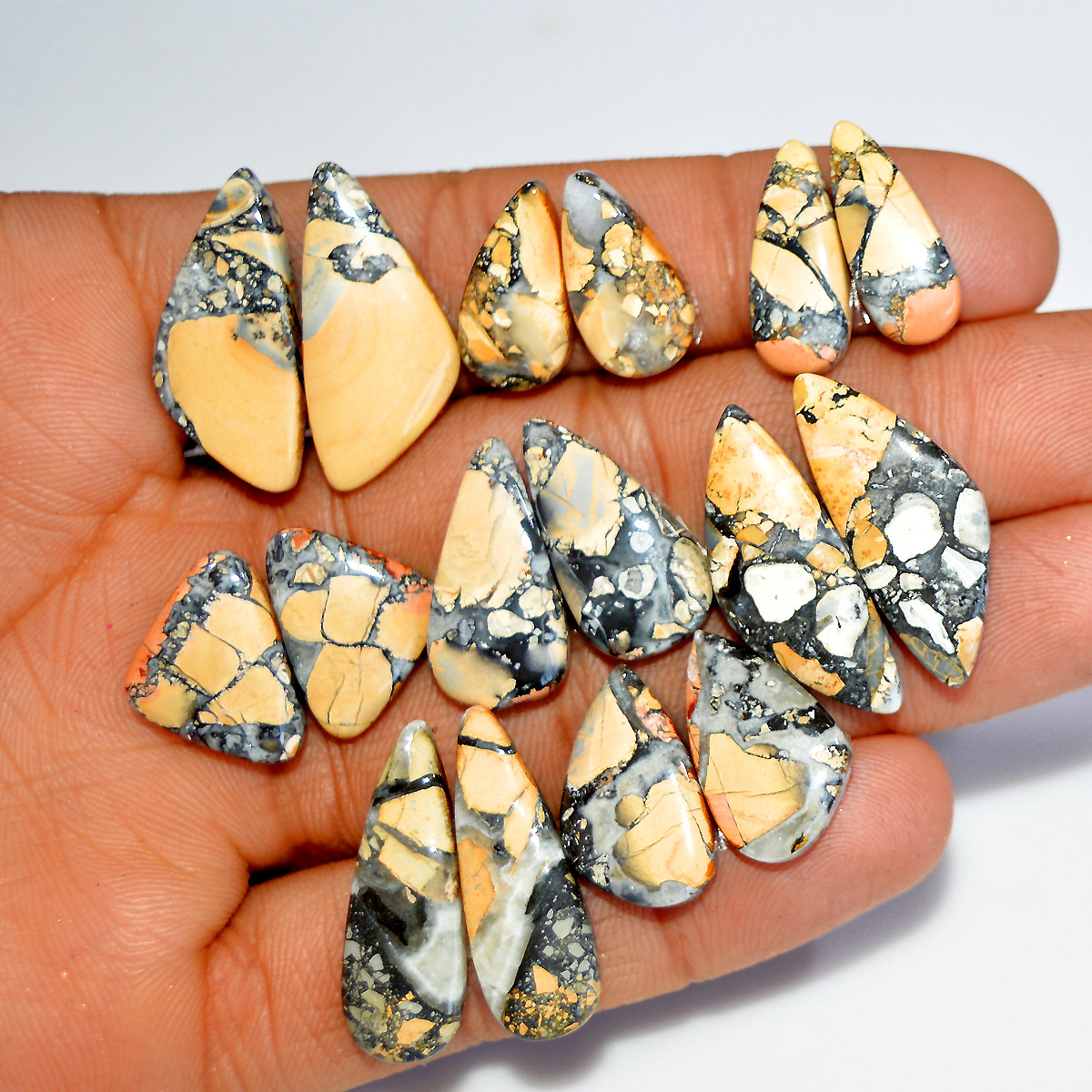 8 Pairs 143 Cts Natural Maligano Jasper Matching Earrings Pairs for Jewelry Making 26x10 15x9mm 17829