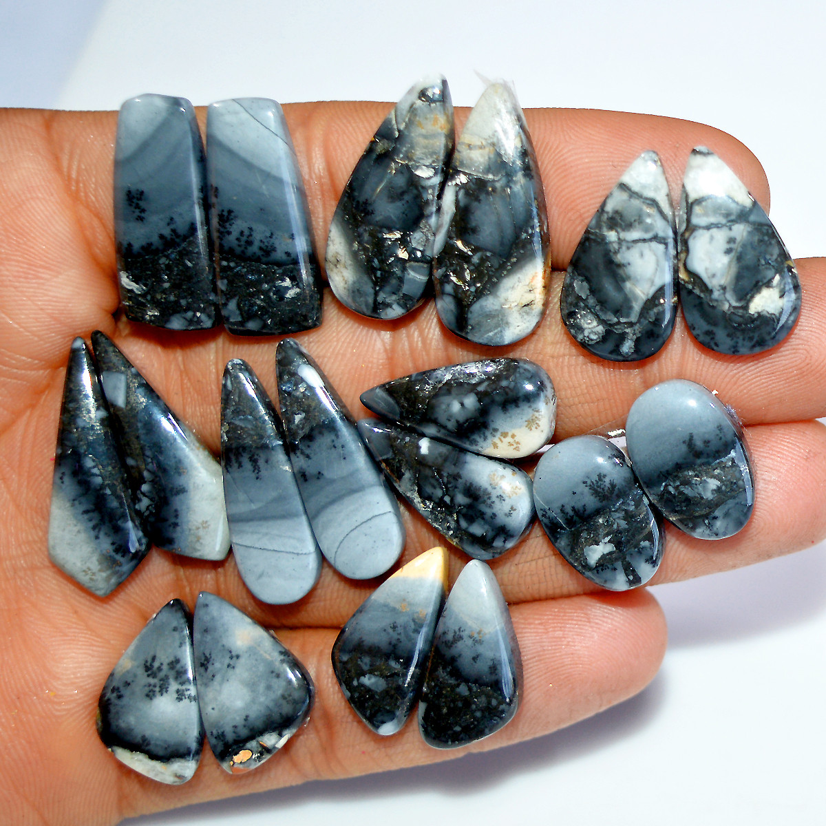 9 Pairs 203 Cts Natural Maligano Jasper Matching Healing Crystal Gemstone Pairs 28x10 15x10mm 17848