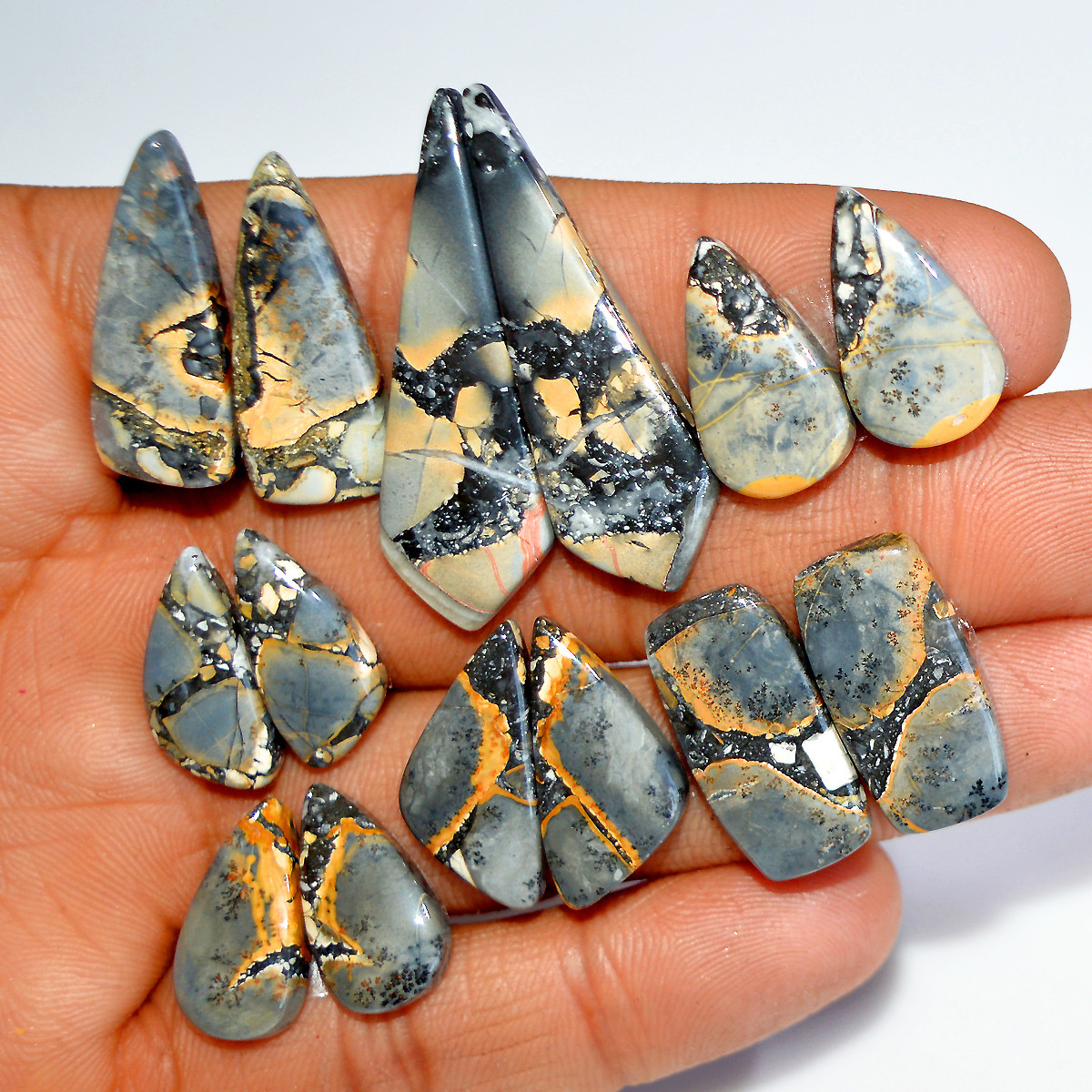 7 Pairs 151 Cts Natural Maligano Jasper Gemstone Pair Lot Dangle Earring Crystal 40x11 17x10mm 17850