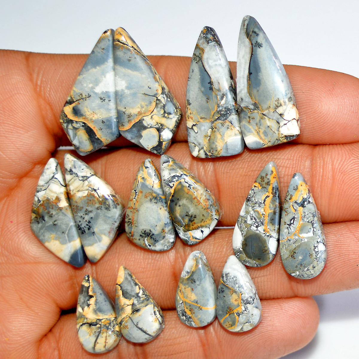 7 Pairs 135 Cts Natural Maligano Jasper Gemstone Pair Lot Dangle Earring Crystal 27x14 15x8mm 17851