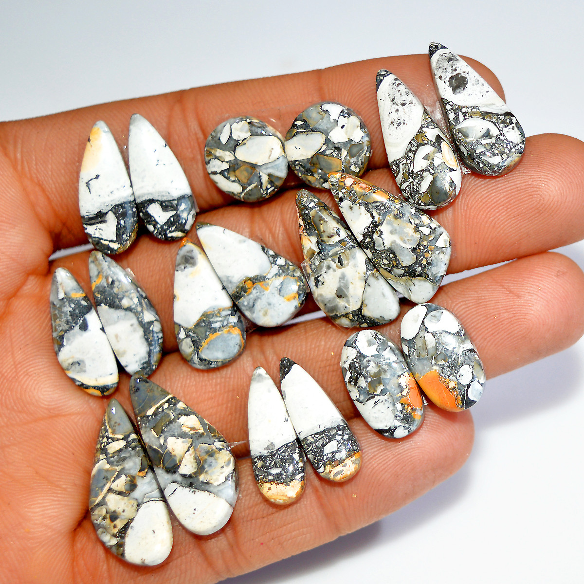 9 Pairs 138 Cts Natural Maligano Jasper Gemstone Pair Lot Dangle Earring Crystal 26x10 10x10mm 17854