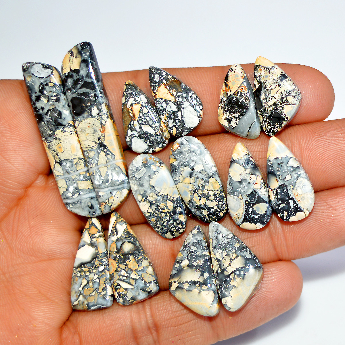 7 Pairs 146 Cts Natural Maligano Jasper Gemstone Pair Lot Dangle Earring Crystal 40x8 19x10mm 17856