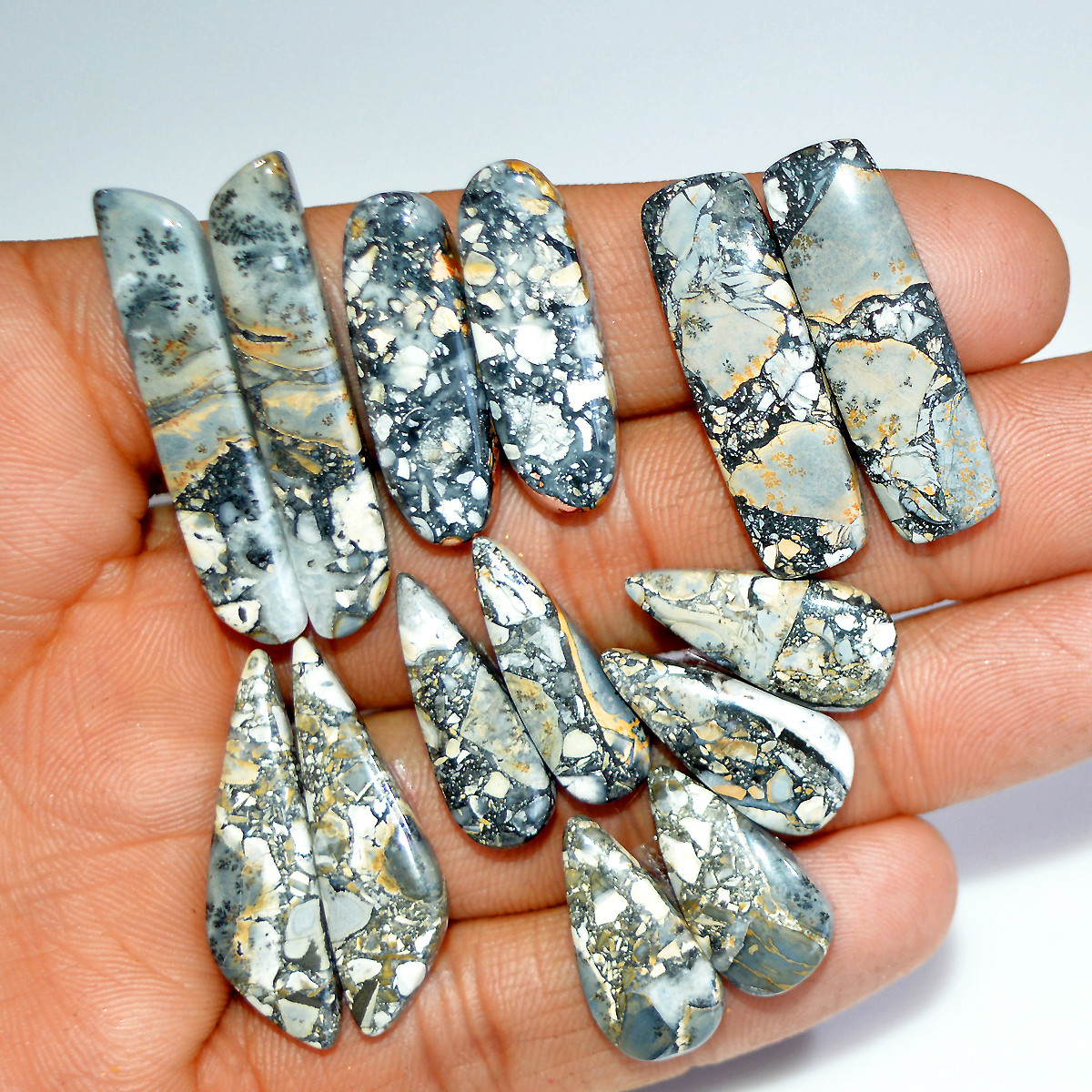 7 Pairs 153 Cts Natural Maligano Jasper Gemstone Pair Lot Dangle Earring Crystal 35x5 20x10mm 17859