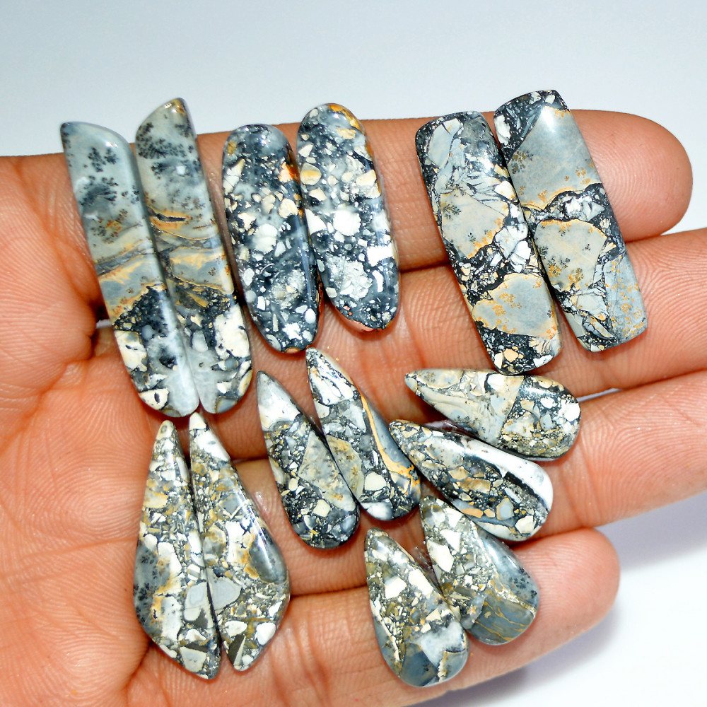 Image of 7 Pairs 153 Cts Natural Maligano Jasper Gemstone Pair Lot Dangle Earring Crystal 35x5 20x10mm #17859