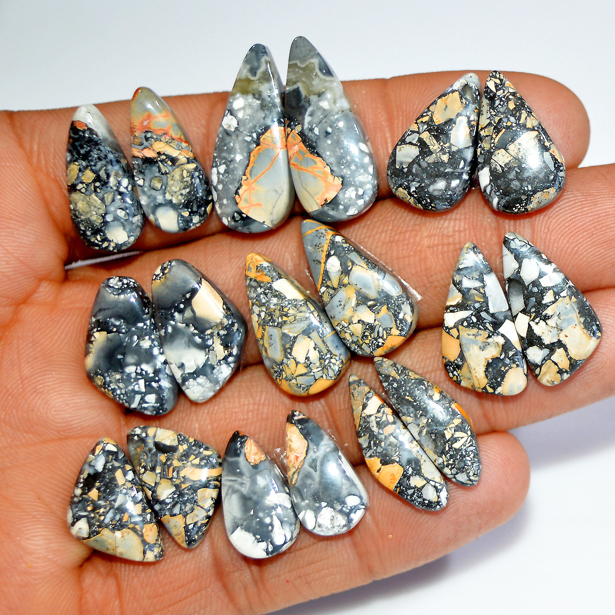 9 Pairs 155 Cts Natural Maligano Jasper Gemstone Pair Lot Dangle Earring Crystal 25x10 16x10mm 17860