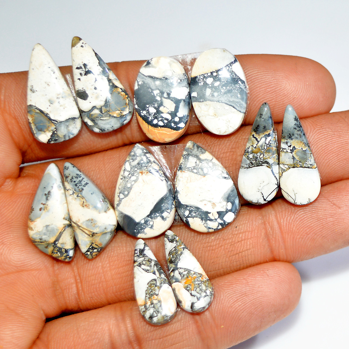 6 Pairs 109 Cts Natural Maligano Jasper Gemstone Pair Lot Dangle Earring Crystal 20x14 20x5mm 17861