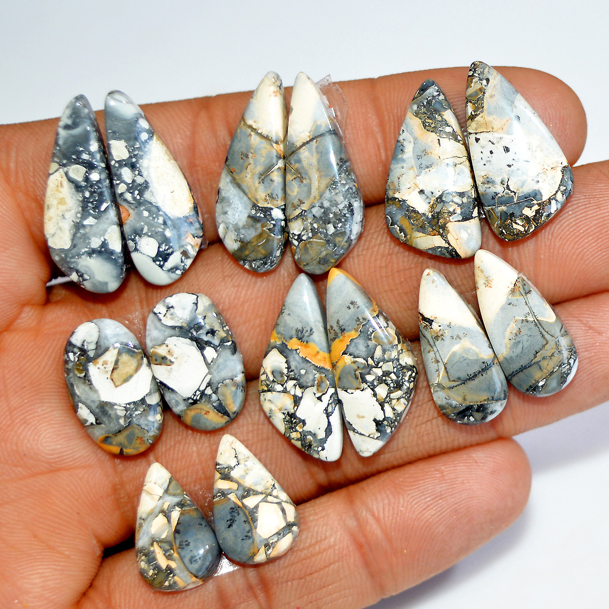 7 Pairs 126 Cts Natural Maligano Jasper Gemstone Pair Lot Dangle Earring Crystal 25x9 15x10mm 17863