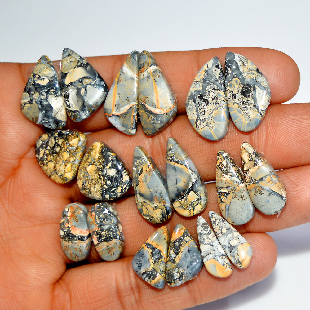 Image of 9 Pairs 133 Cts Natural Maligano Jasper Gemstone Pair Lot Dangle Earring Crystal 21x10 15x9mm #17864