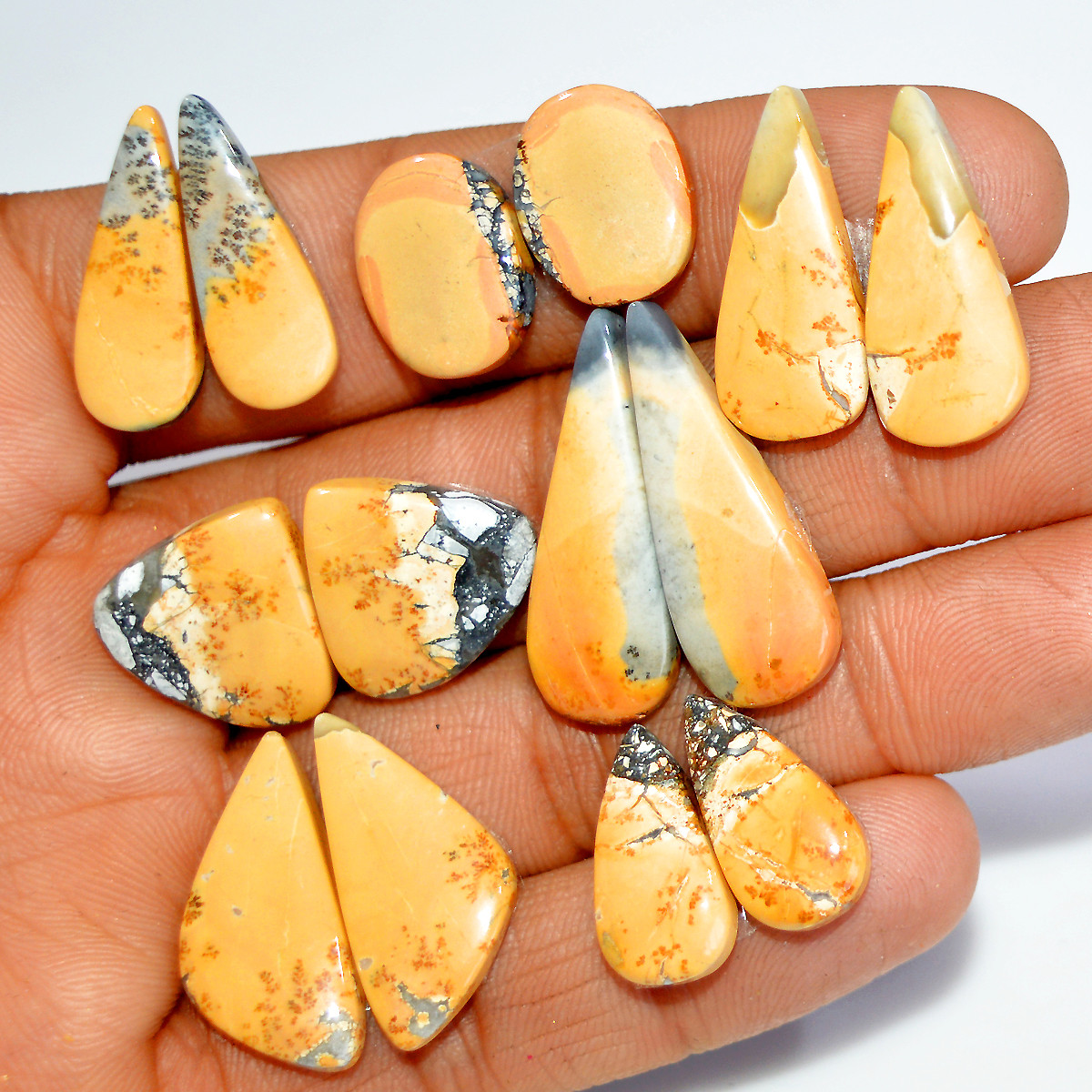 7 Pairs 142 Cts Natural Maligano Jasper Gemstone Pair Lot Dangle Earring Crystal 30x10 15x10mm 17867