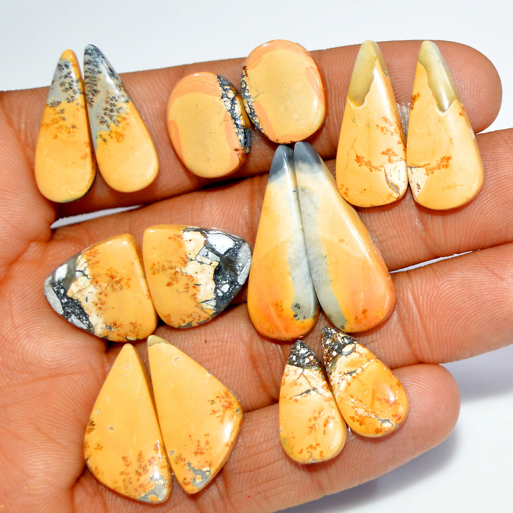 Image of 7 Pairs 142 Cts Natural Maligano Jasper Gemstone Pair Lot Dangle Earring Crystal 30x10 15x10mm #17867
