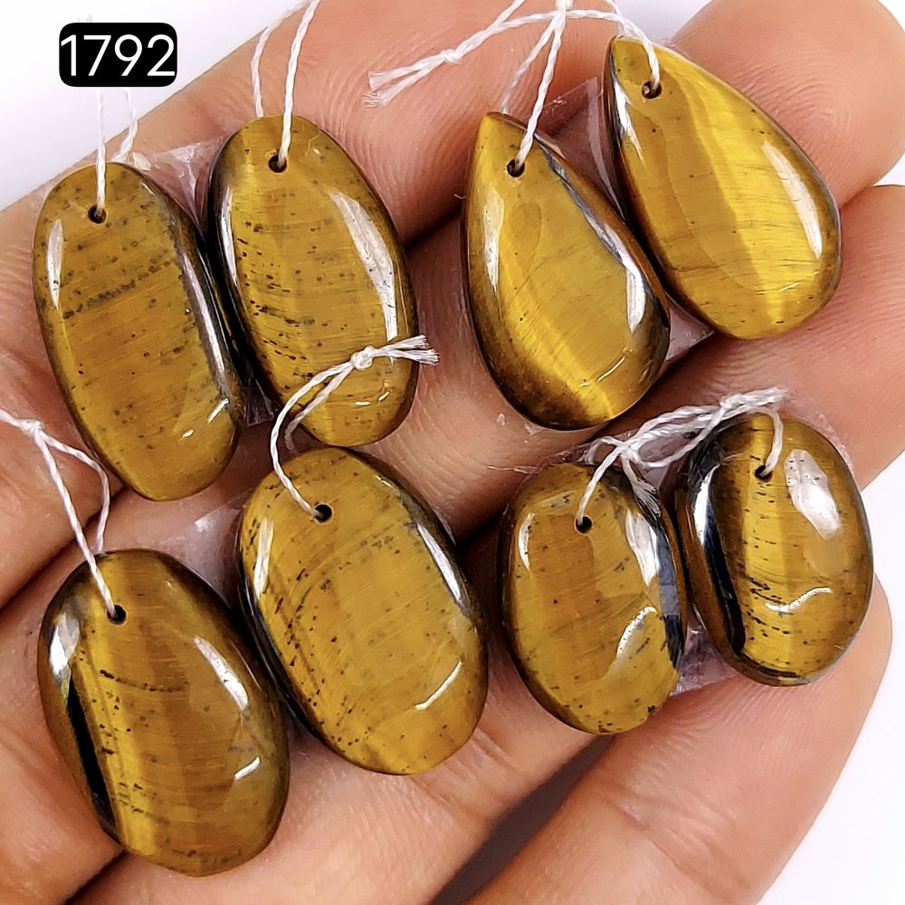 4pair 95cts Natural tiger&#039;s Eye Cabochon Gemstone Pair Lot Drilled Earring   Mix Shape &amp; Size 22x15 18x12mm#G-1792