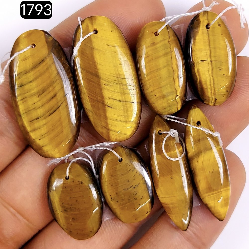 4pair 102cts Natural tiger&#039;s Eye Cabochon Gemstone Pair Lot Drilled Earring   Mix Shape &amp; Size 30x15 20x14mm#G-1793