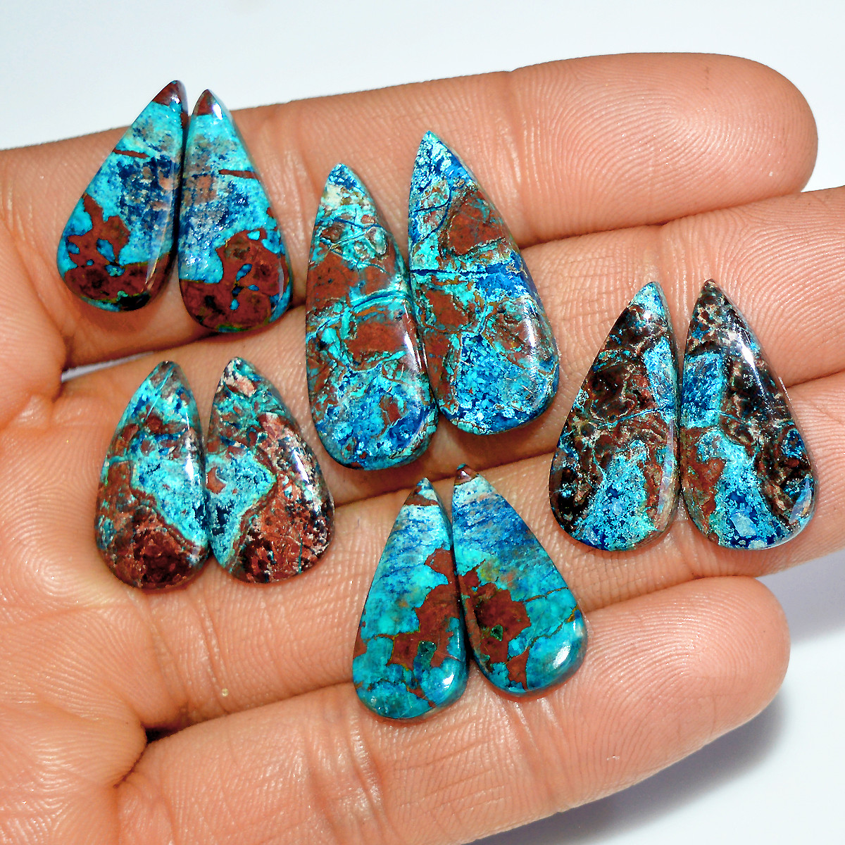 5 Pairs 85 Cts Natural Azurite Shattuckite Gemstone Pair Lot Dangle Earring Crystal 26x10 19x9mm 17937