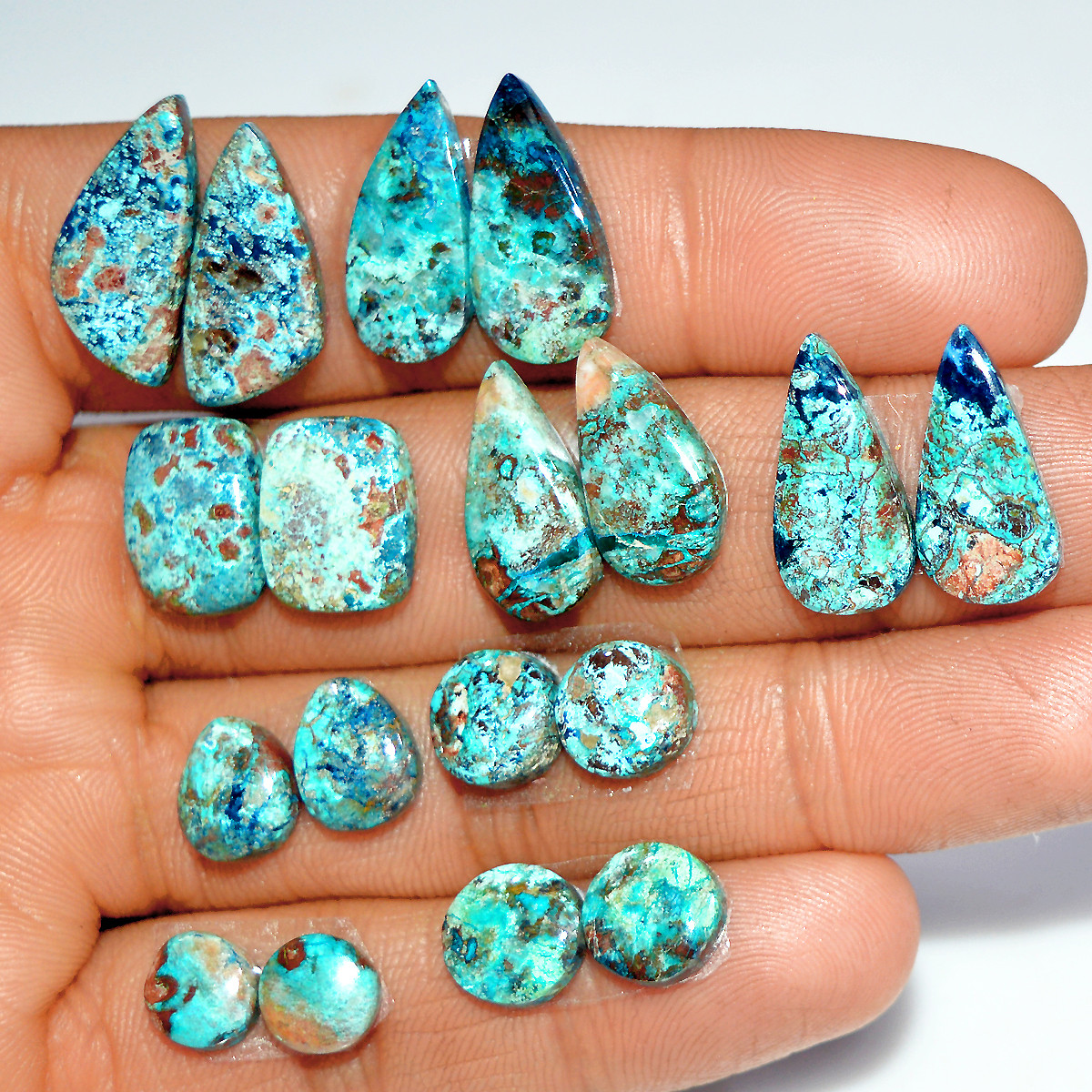 9 Pairs 69 Cts Natural Azurite Shattuckite Gemstone Pair Lot Dangle Earring Crystal 18x8 6x6mm 17942
