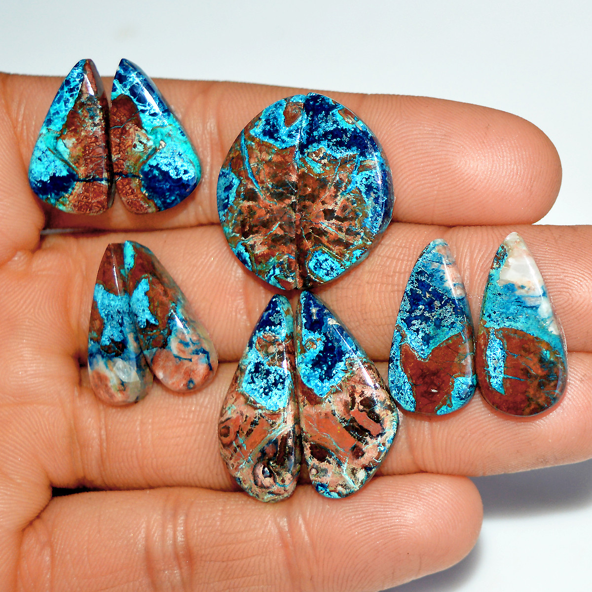 5 Pairs 92 Cts Natural Azurite Shattuckite Gemstone Pair Lot Dangle Earring Crystal 29x12 20x11mm 17955