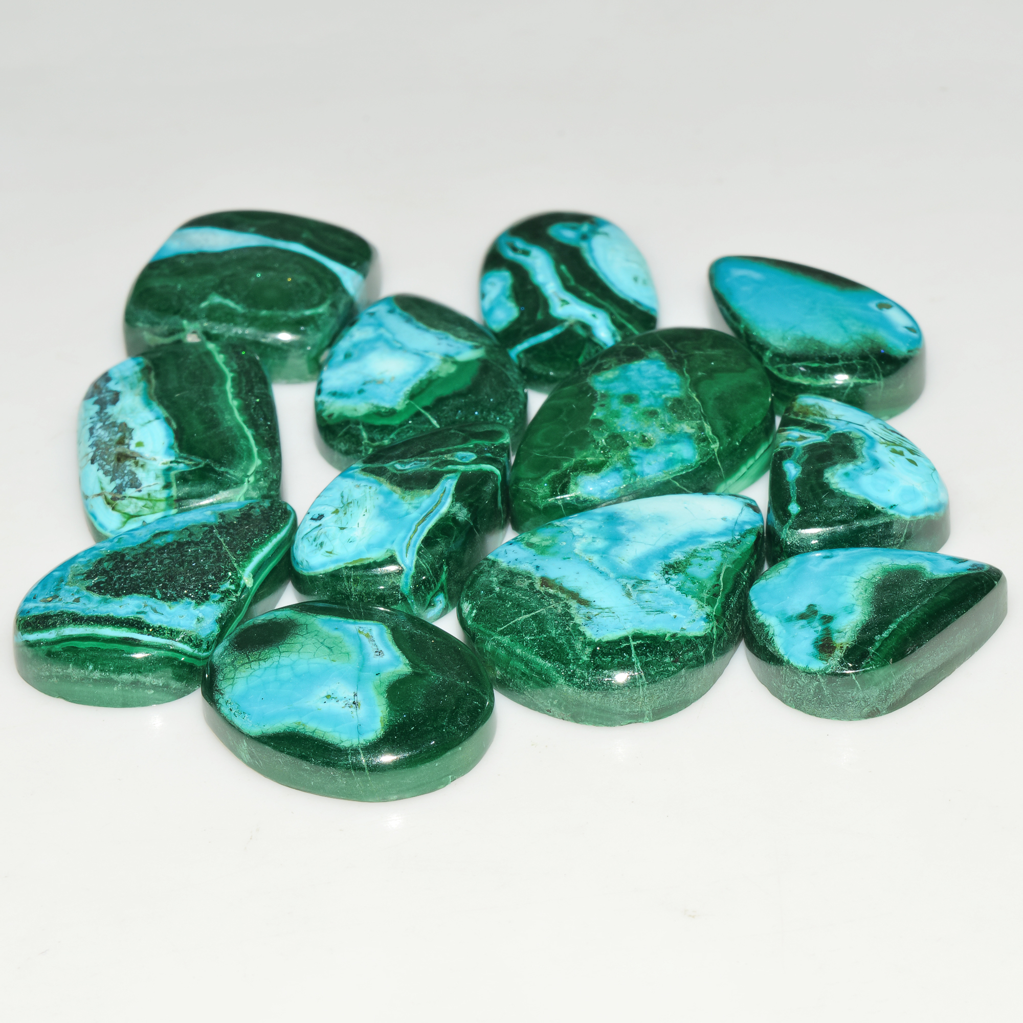 12Pcs 218Cts Natural Green Malachite Loose Cabochon Jewelry Making Gemstone Lot 24X18 17X12mm 18018