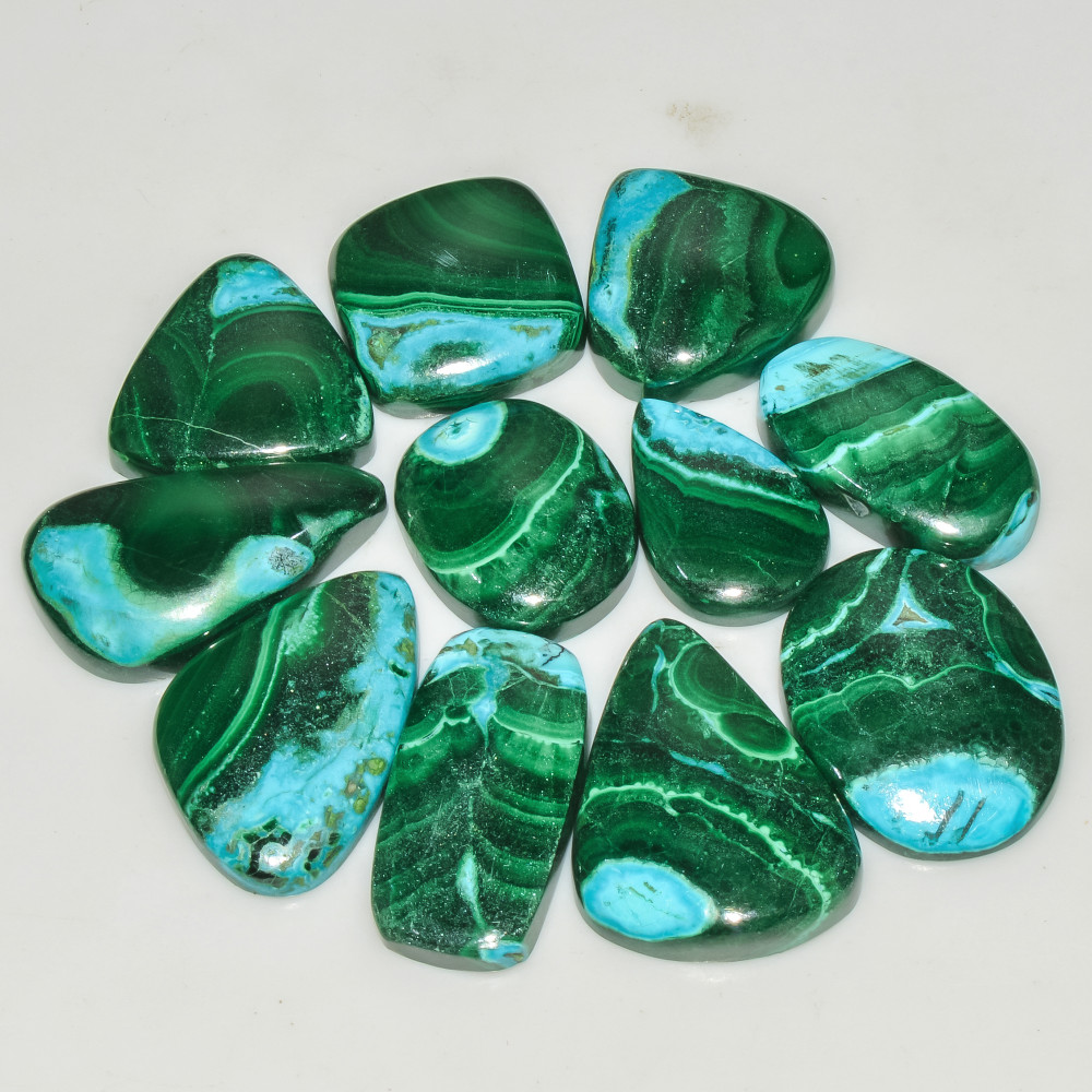 Image of 11Pcs 282Cts Natural Malachite Loose Gemstone Cabochon Lot Silver Jewelry Supplies 25x19 16x15mm #18031