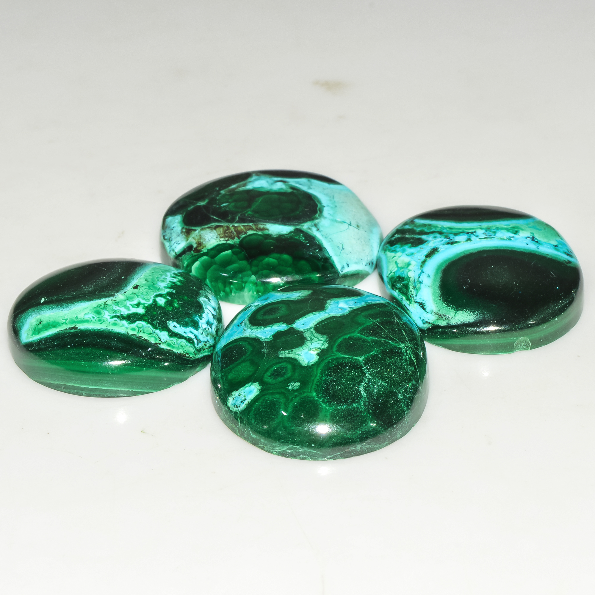 4Pcs 167Cts Natural Malachite Loose Gemstone Cabochon Lot Silver Jewelry Supplies 28x20 20x20mm 18042