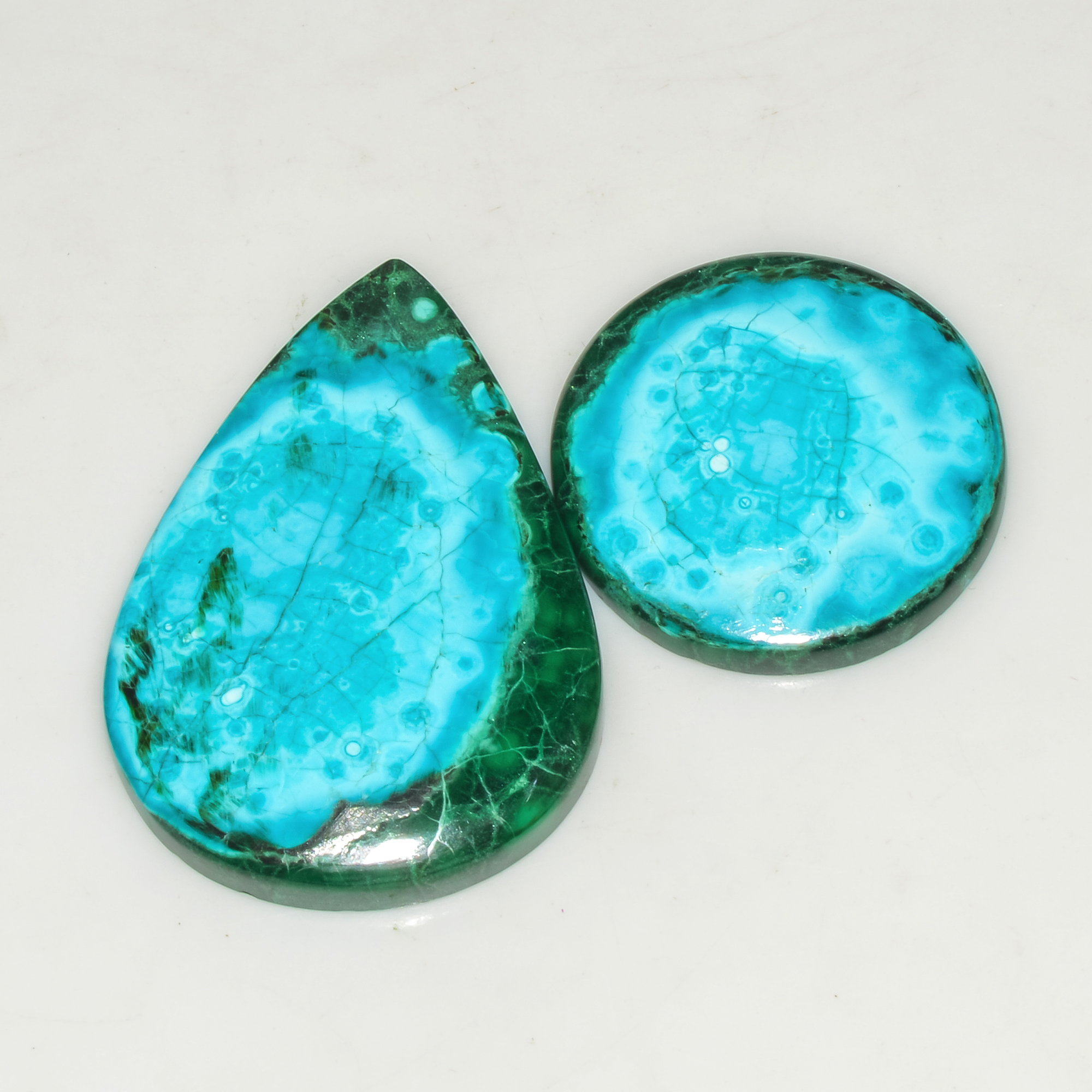 2Pcs 91Cts Natural Malachite Loose Gemstone Cabochon Lot Silver Jewelry Supplies 39x25 25x25mm 18043