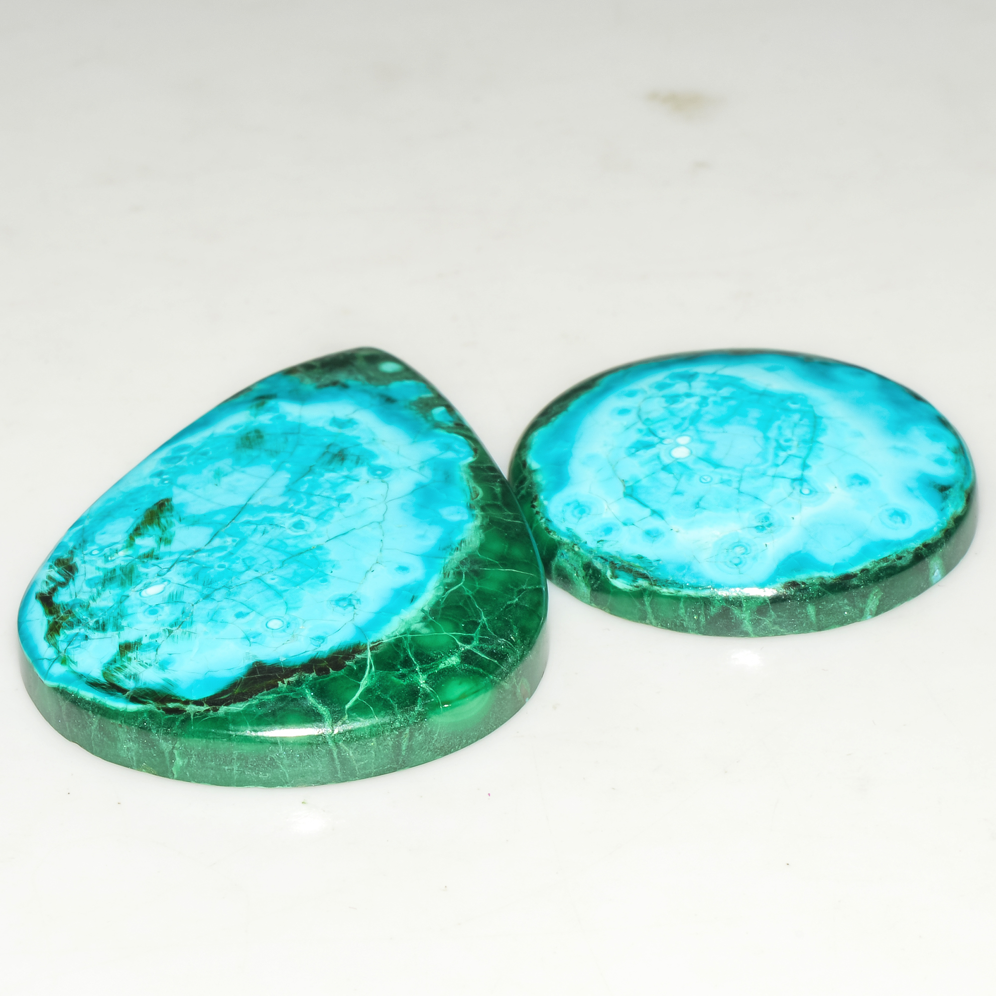 2Pcs 91Cts Natural Malachite Loose Gemstone Cabochon Lot Silver Jewelry Supplies 39x25 25x25mm 18043
