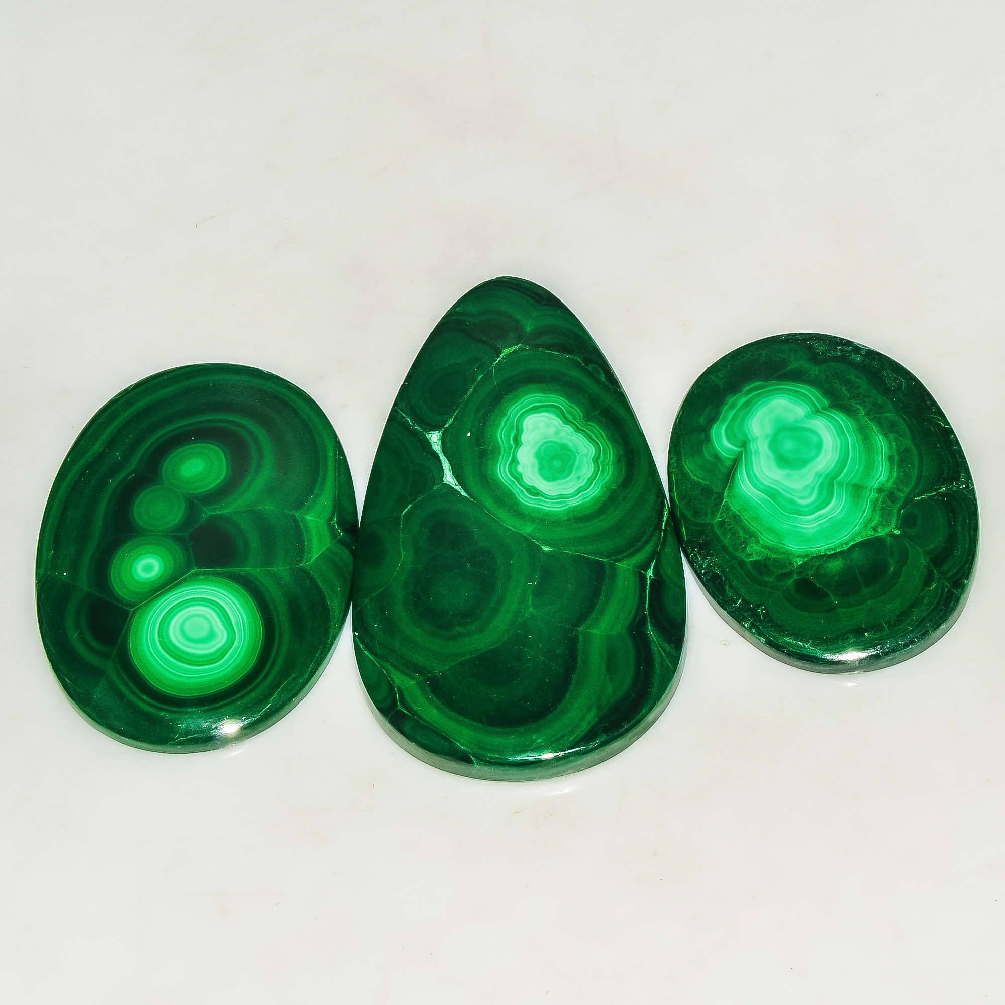 3Pcs 280Cts Natural Green Malachite Cabochon Lot Gemstone Healing Crystals Mix Shapes and Sizes 56x30 38x28mm 18062