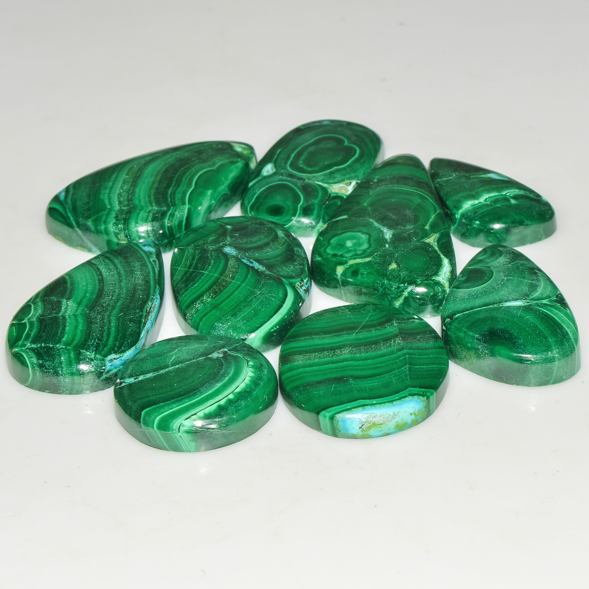 8Pcs 248Cts Malachite Gemstone Lot Natural Crystal For Healing and Reiki 33x15 20x10mm 18076