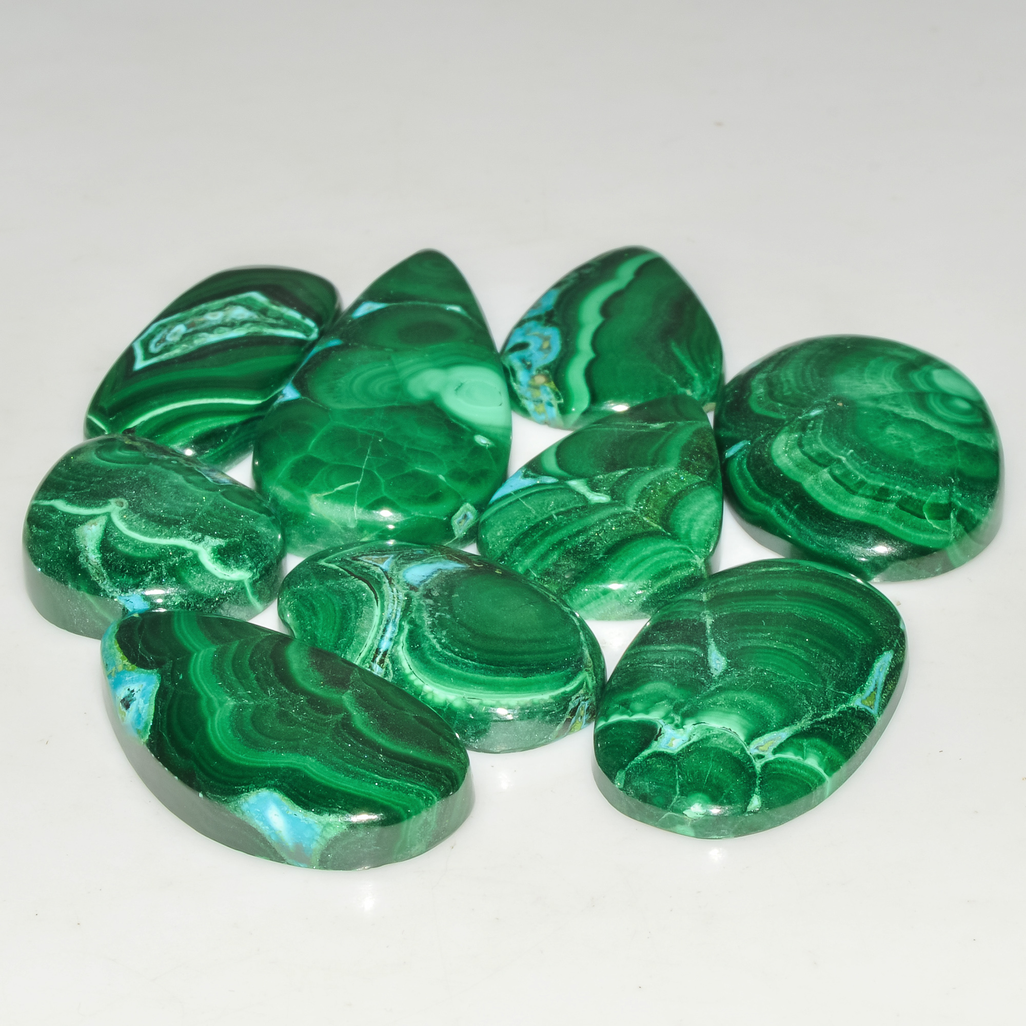 9 Pcs 265 Cts Malachite Gemstone Lot Natural Crystal For Healing and Reiki 39x16 20x15mm 18077