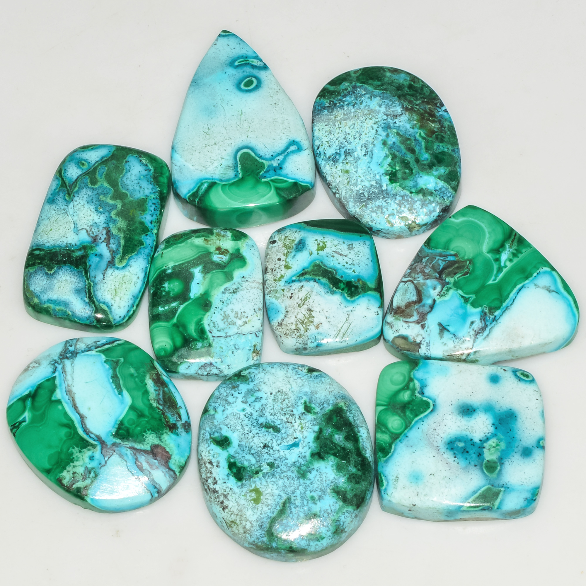 9 Pcs 144 Cts Malachite Gemstone Lot Natural Crystal For Healing and Reiki 25x15 15x12mm 18078