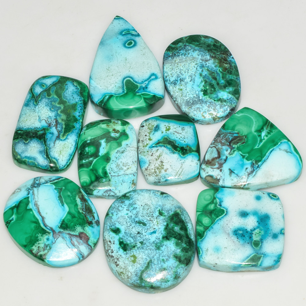 Image of 9 Pcs 144 Cts Malachite Gemstone Lot Natural Crystal For Healing and Reiki 25x15 15x12mm #18078