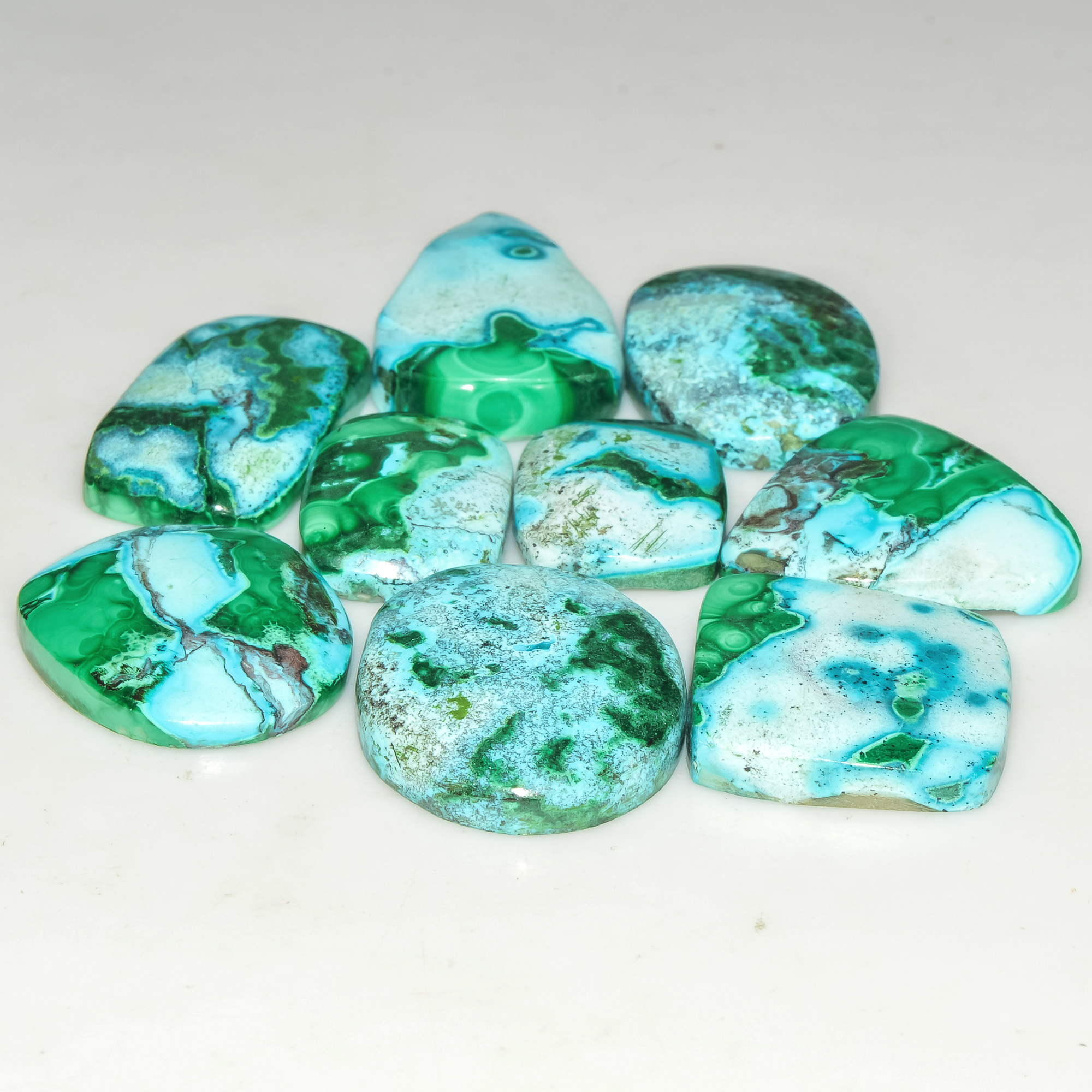 9 Pcs 144 Cts Malachite Gemstone Lot Natural Crystal For Healing and Reiki 25x15 15x12mm 18078