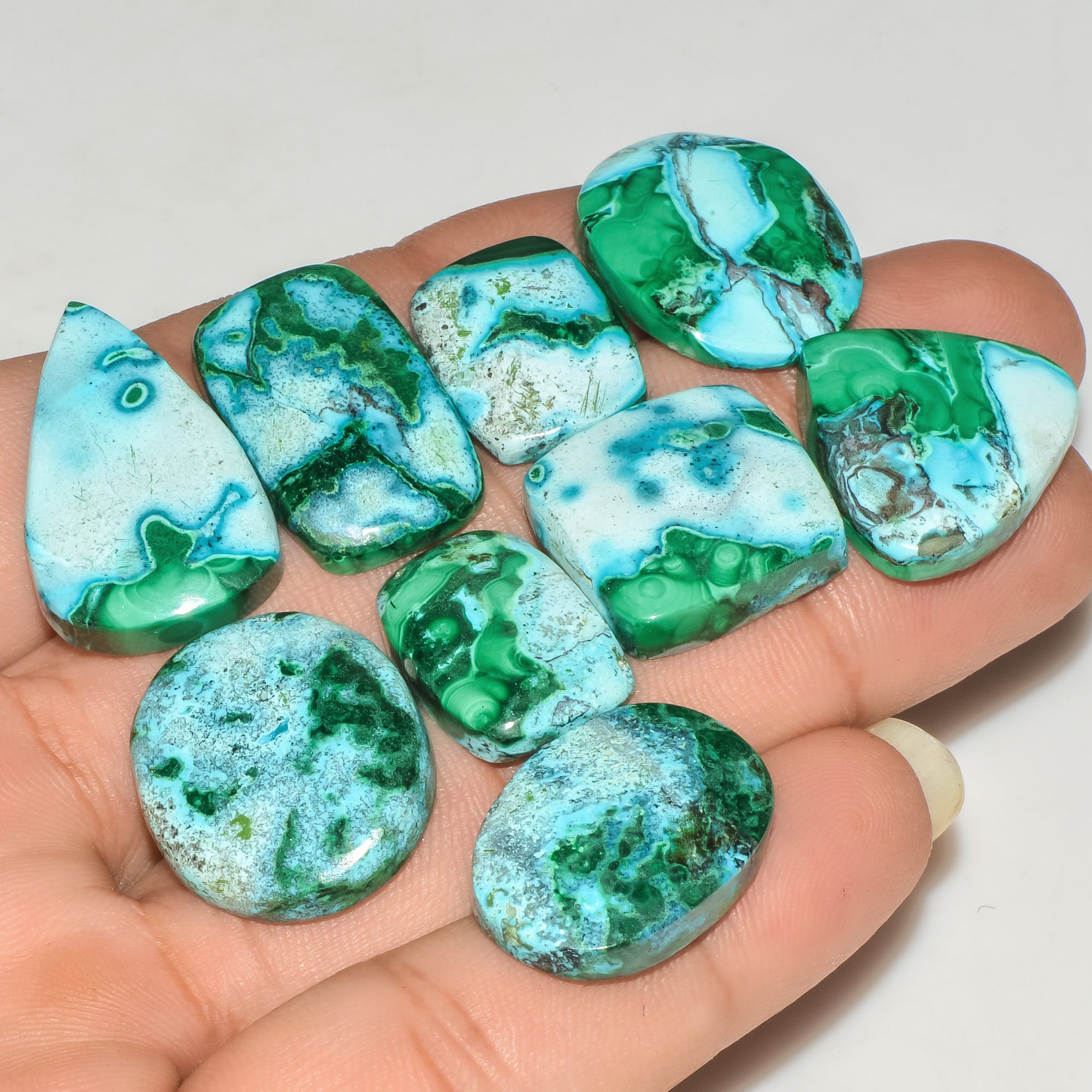 9 Pcs 144 Cts Malachite Gemstone Lot Natural Crystal For Healing and Reiki 25x15 15x12mm 18078