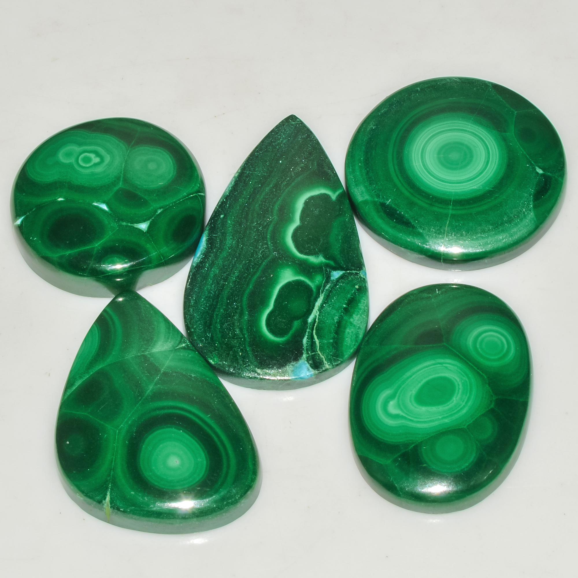 5 Pcs 193 Cts Malachite Gemstone Lot Natural Crystal For Healing and Reiki 35x20 20x20mm 18086
