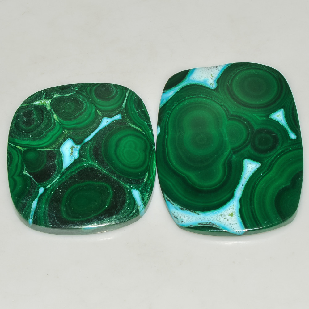 Image of 2 Pcs 287 Cts Malachite Gemstone Lot Natural Crystal For Healing and Reiki 50x35 44x34mm #18091